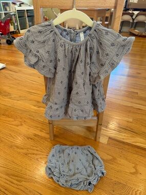 Rylee & Cru Light Gray Ruffle Top & Bloomers Set